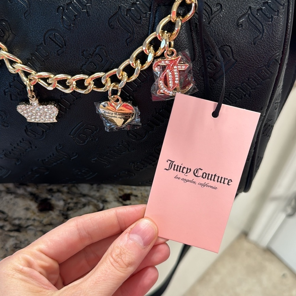 NEW WITH TAGS Juicy Couture Charms Speedy Crossbody Handbag, black - Picture 2 of 6